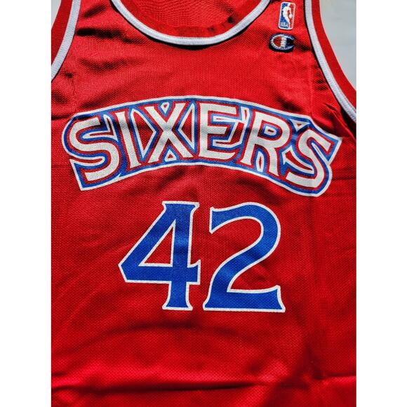 Vintage Champion Jerry Stackhouse 42 Jersey Men 44 Red Philadelphia 76ers NBA - Picture 2 of 6